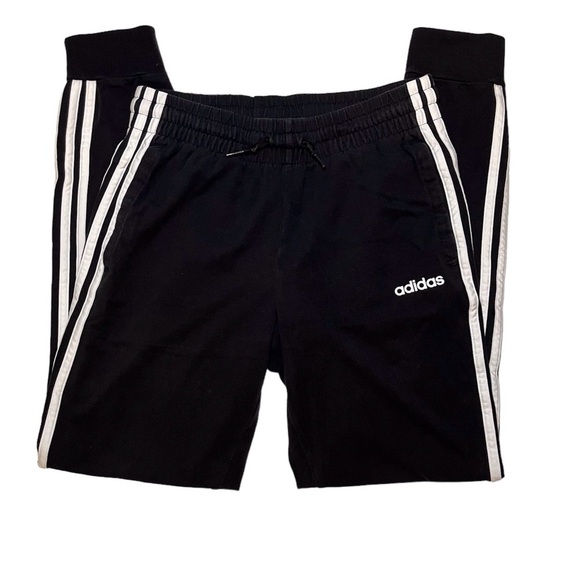Adidas Women Black & White Side Stripes High Rise Joggers Size: Small - Picture 1 of 6